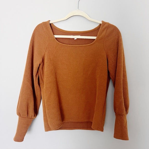 Madewell Ottoman Rib Square-Neck Top Shirt Puff Sleeve Boho Small S - Picture 2 of 4